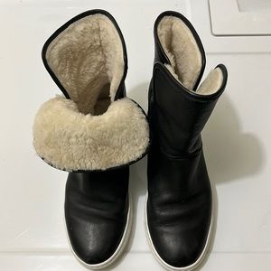 M. Gemi shearling lined black leather boots 36